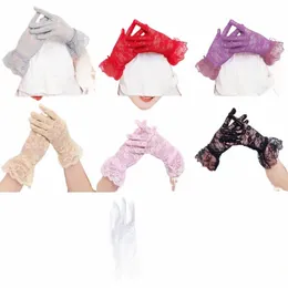 sexy Dry Gloves Women Lace Gloves Paragraph Wedding Gloves Mittens Accories Full Finger Girls Lace Party Dres 21aH#