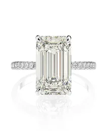 Prawdziwy 925 Srebrny Szmaragd Cut Stworzony diamentowe obrączki Diamond Moissanite dla kobiet luksusowe propozycje zaręczynowe 201167542509