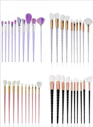 10 pezzi Unicorn Spiral Makeup Brush Fan Fanbow Professional Brushs 4 Colors Fondazione Ombretto Powder Oye Colorful Brush5808470