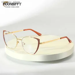Güneş Gözlüğü Kadın Anti Mavi Hafif Gözlükler Vintage Kedi Gözleri Metal Çerçeve Optik Bilgisayar Oyunu Gözlükler Lüks Marka Unisex Y240416