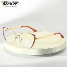 Sunglasses Women Anti Blue Light Glasses Vintage Cat Eye Glasses Metal Frame Optical Computer Game Goggles for Ladies Luxury Brand Unisex Y240416