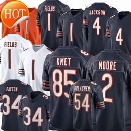 2024 새로운 13 Caleb Williams Jersey Walter Payton Cole Kmet Khalil Herbert DJ Moore Eddie Jackson Brian Urlacher Tyson Bagent Mike Ditka Butkus 축구 유니폼