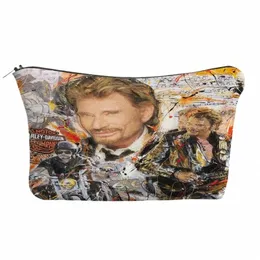 Johnny Hallyday Makeup Pencil Case Gift for Girls Statiery Supplies Vasting Valies Pouch Pouch C4Rx#