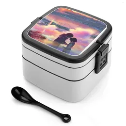 Dinnerware Your Name Poster-Kimi No Na Wa Anime Poster Bento Box Lunch Thermal Container 2 Layer Healthy Kimi