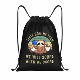 sloth Bowling Team Funny Retro Vintage Bowler Matc Drawstring Bags Gym Bag Hot Lightweight 16ia#