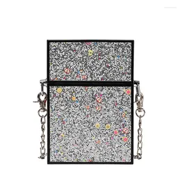 Drawstring Fansiman 2024 Summer Women Messenger Bags Fashion Sequins Axel Female Box Crossbody Phone Designer Handväska