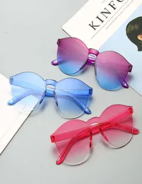 Frameless onepiece jelly transparent Korean Trend Unisex men039s Sunglasses round face7166558