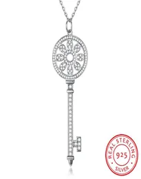 Colares de gargantilhas de zemior para mulheres 925 Sterling Silver Trendy Full Cubic Zirconia Colar Key Jewelry Anniversary Gift7232503