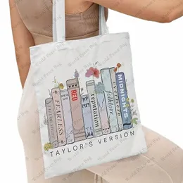Vintage Books Taylor's Versi Print Canvas torba, lekka torba na ramię, przenośna torebka do pracy B9VM#