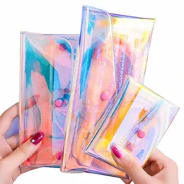 pvc Transparent Storage Bag Women Cosmetic Card Holder Statiery Organizer Portable Bags Toiletry Multifuncti Purse Wallet 39VS#