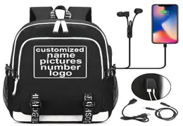 バックパックカスタマイズされたプリントdiy your your your your your po or boy kirl kids book bags women bagpackティーンエイジャーキャンバス男性旅行laptop2393096