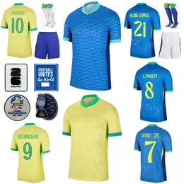 Mężczyźni Kids Soccer Brazils 9 Gabriel Jesus Jerseys 24/25 Drużyna narodowa 15 Joao Gomes 8 Lucas Paqueta 25 Lucas Beraldo 14 Zestawy futbolowe Bruno Bruno Copa America