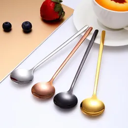 Cucchiai 304 in acciaio inossidabile tè da tè da tè da caffè cucchiaio oro maniglia lunga a testa lunga mescola piccoli gadget da cucina