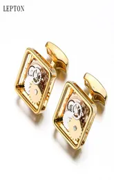 Square Steampunk Gear Cufflinks Lepton Watch Mechanism Cuff Links for Men Business Wedding Cufflinks Relojes Gemelos T1909428675