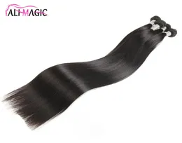 Top S 40 polegadas Cabelo humano Cutticle Cabelos virgens alinhados NATURAL Black 30 32 34 36 38 Remy indiano brasileiro Wholesa9792108