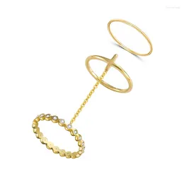 Ringos de cluster Conjuntos de aço inoxidável para mulheres Hip Hop Gold Link Chain Circle Thin com Zircon Mujer Bages Pour Femme Gift