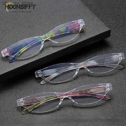 Sonnenbrille 2023 Neue Mode-Presbyopie-Brille transparente Rahmenblume Beine Katzen-Eye Vintage Antiblau-Licht-Lesebrille Retro Eyewear Y240416