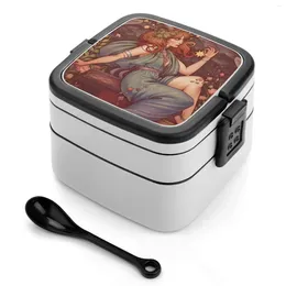 Stoviglie art nouveau bohemia bento box studente da pranzo da pranzo da campeggio rossa zenzero pelirroja bohemme bohemian