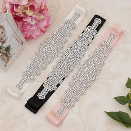 Damski pasek ślubny Pasek Rhinestone Pasek Satynowe pasy ślubne Party Bride Bridesmaid Belt