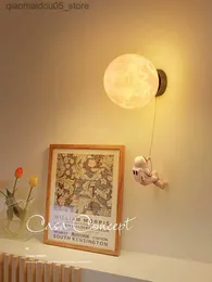 Lamps Shades Moon wall lamp bedroom wall lamp modern astronaut childrens room lamp living room corridor background atmospheric wall lamp Q240416