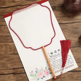 장식 인형 고전적인 흰색 그룹 팬 실크 천 원형 표면 투명한 손으로 그린 ​​전통 중국 그림 수제