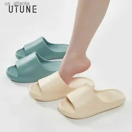 Slippers Utune Home for Women Shoes Indoor Summer Sloft Slides Eva Wave Wave Sole Sole Non Slip Men Platform Platform H240416