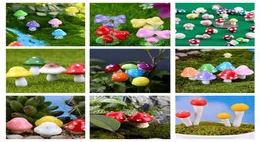 Artificial Colorful Mini Mushroom Fairy Garden Miniatures Gnome Moss Terrarium Decor Plastic Crafts Bonsai Home Decor för DIY Zakk9368660