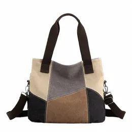 Simple Fi Женская сумка с пакетом Canvas Bag Women's Wintage Vintage Color Patchwork Bag Новая высокая высокая сумочка на плече T3JP#