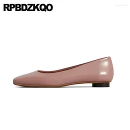 Scarpe casual di punta quadrata solida Slip morbido di piccole dimensioni su donne grandi 33 ballerina semplice in pelle piena piatti in pelle di balletto di comfort maternità