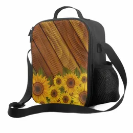 Sonnen- und Blätter auf Holzbrett isolieren thermische Mittagsbeutel Wable Tote Crossbody Lunch Ctainer für Schulreisen N513#