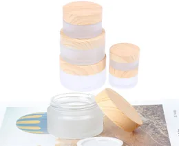 5G 10G 15G 30G 50G 100G Frosted Glass Jar Cream Bottles 둥근 화장품 손 얼굴 포장 나무 곡물 커버 9115661