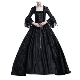 Abiti casual abiti formali da donna in pizzo medievale che giunge maniche a campana quadrata elegante gonfie retrò gotiche Halloween Cos Vestidos