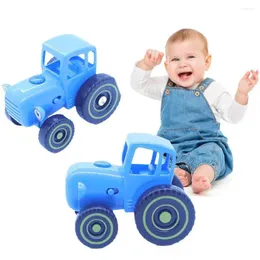 Le figurine decorative 1pc contiene un piccolo agricoltore di auto trattore blu pull wire modello giocattolo per bambini che apprendono il divertimento con altoparlante