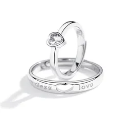 Parringar S925 Sterling Silver Permanent Knut koncentriska älskare Ring Woman Simple Student Love To Valentine039S Day Gift2636767