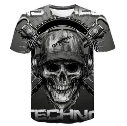 Maglietta da cranio uomo maglietta scheletro punk rock tshirt pistola magliette a stampa 3d maglietta vintage uomo abbigliamento estate