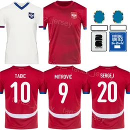 Euro Cup 2024 Soccer Serbia Jerseys 9 Mitrovic Mijailovic 10 Tadic 11 Kostic 6 Ivanovic 1 Stojkovic 3 Tosic 20 Milinkovic-Savic Football Shirt Kits National Team