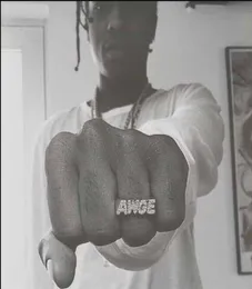 Awge Classic Letter Ring Anello di dito ASAP ROCKY con spot in oro e argento per perforazione di superficie liscia 3872631