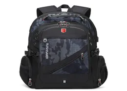 RUISHISABER VATTENSKAPT MAN Ryggsäck Fit 17 tum Laptop USB Laddningsresor Ryggsäckar Skolväska Multilayer Pocket Man Mochila 208926007