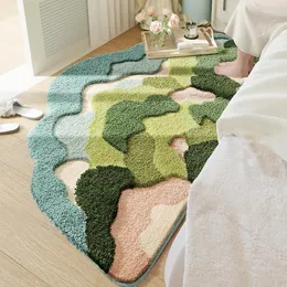 Tappeti tappeti di muschio 3d nordico per soggiorno verde irregolare camera da letto irregolare camera da letto di lusso non slittamento area da comodino tappeti