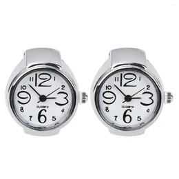 Кластерные кольца 2pcs носить Quartz Watches Creative Ring Mini Time Accessories для женщин (белый)