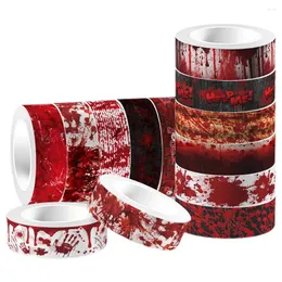 Gift Wrap Halloween Washi Paper Bloody Hand Bleeding Transparent Roll Self-adhesive Tape DIY Handbag Material Pack 12pcs Decor Decorative