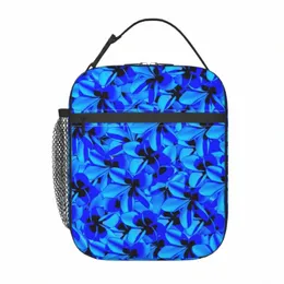 Lunchbag Tropical Blumen tragbare Lunchbox für Kinder Blau FRS Schule Kühlertasche Freizeit Oxford Thermal Tasche Handtaschen X0PF#