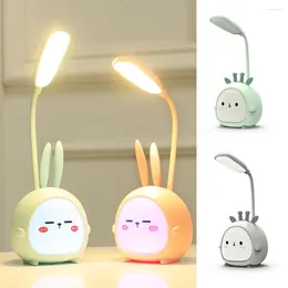 Lampy stołowe do ładowania USB Lampa LED Lampka Śliczna kreskówka Oko Och ochrona Kolorowe nocne światło do studentów czytanie książki sypialnia nocna