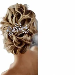 1PC Bridal Headdr ręcznie robione perły krystaliczne włosy grzebienia stylizacja ślubna Akoria Fi wstawienie grzebienia włosy akoria s9fh#