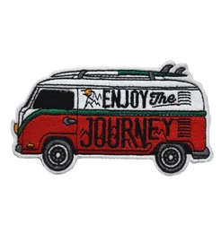 Sälj Cartoon Journey Bus broderad järn på lappar för klädväska Hat DIY Applique 1105017