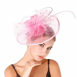 Skönhet-Emily Feather Wedding Headwear Evening Hair Hair Accores Wreath Bride Hat 2019 Många färger Otelagliga brud Accores B26S#