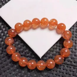 Link bransoletki 11 mm naturalny pomarańczowy kwarc truskawkowy Bransoletka dla kobiet mężczyzn uzdrawianie prezent kryształowe koraliki kamienne klejnotki biżuteria 1pcs