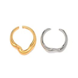 Europäischer und amerikanischer Nischen -INS -Stil Titaniumstahlring für modische und vielseitige Ring von Frauen, geometrischer Wellen aus rostfreiem Stahl, geöffneter offener Ring