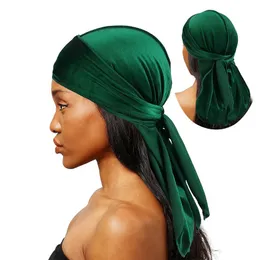 Unisex Men Women Velvet Durags Bandana Turban Do Du Du Rag Long Tail Biker Headwrap Headwrap Pirate Hat Accessories 240416