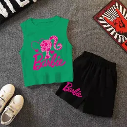 Designer -Outfits für Frauen Barbie Der Film Summer Girls Anzug Kinder Mode Mädchen Weste Shorts 2pcs Set Casual Clothing Kinder -Tracks -BARBIE Love Cartoon